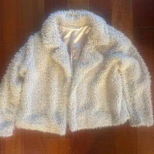 Style Me faux fur lined jacket - off white , XL Petite